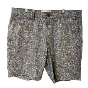 Original Penguin Mens Shell Micro Print Chino Shorts Blue Grey Size 33 Stretch